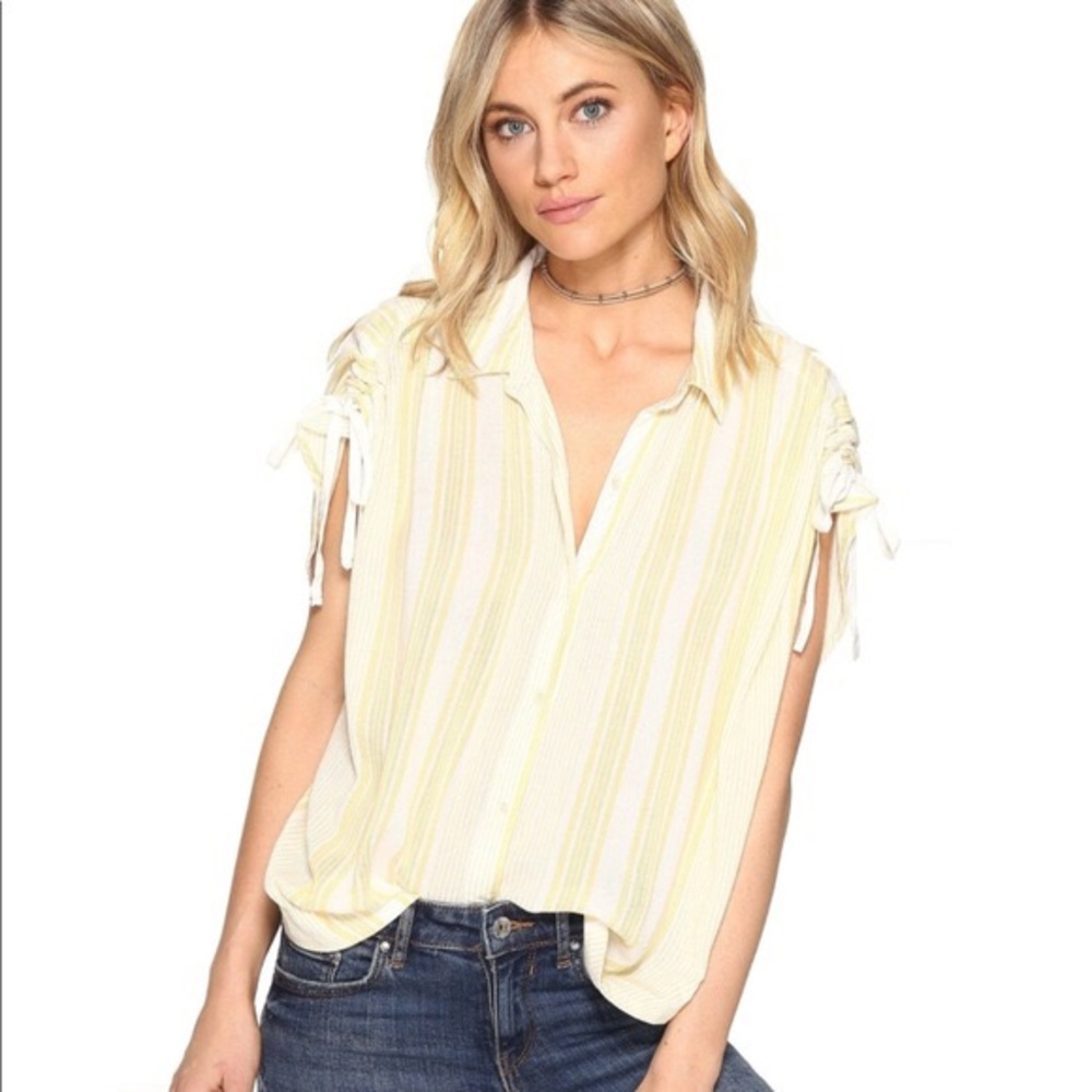 Free People Baby Blues Yellow Stripe Top